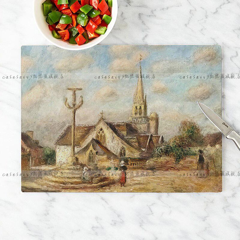 雷诺阿油画钢化玻璃菜板宝宝辅食砧板切水果隔热垫易洗