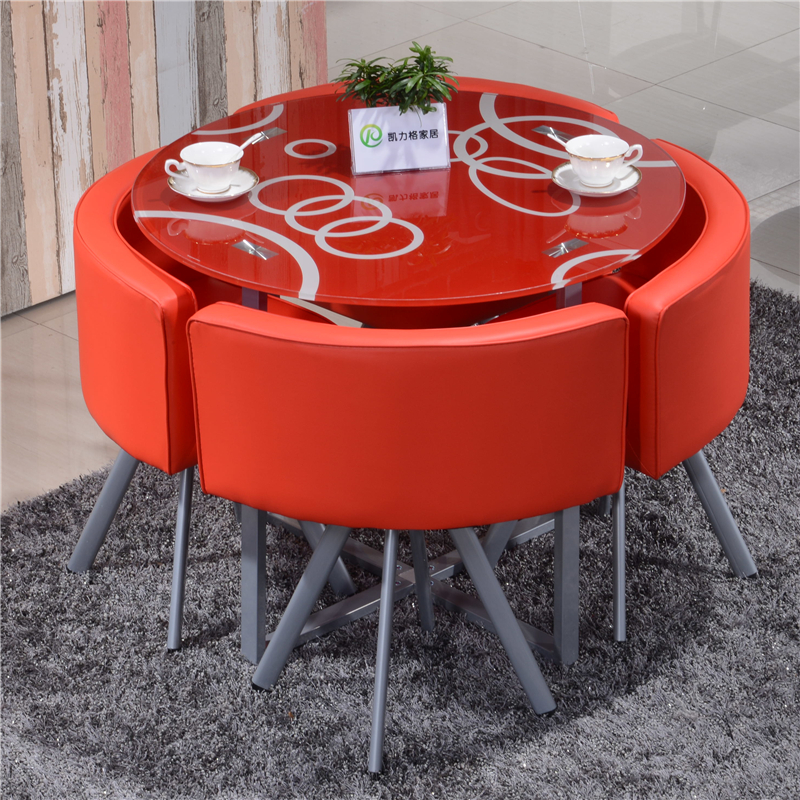 现代玻璃创意茶几休闲座椅喝茶桌子一桌四椅洽谈桌椅装