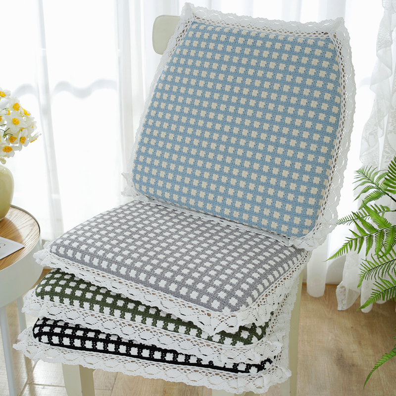 四季通用加厚简约马蹄形棉麻椅子垫防滑可拆洗坐垫家用久坐餐椅垫