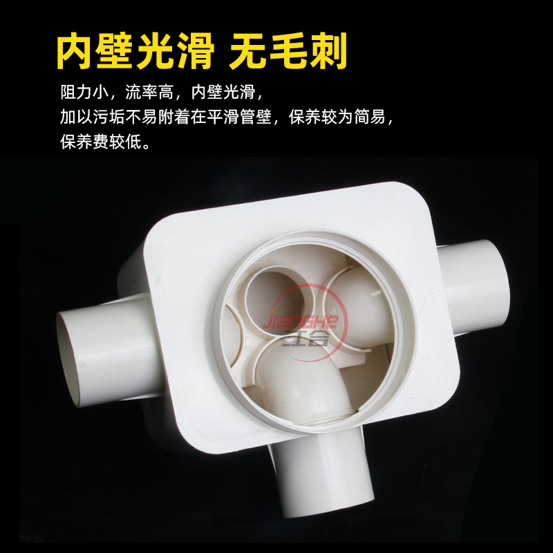 PVC同层排水自洁防臭多功能地漏 2通3通110mm地漏 同层多通道地漏
