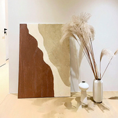 奶油侘寂风石英砂肌理画材料包手工绘丙烯数字油画装 饰画挂画