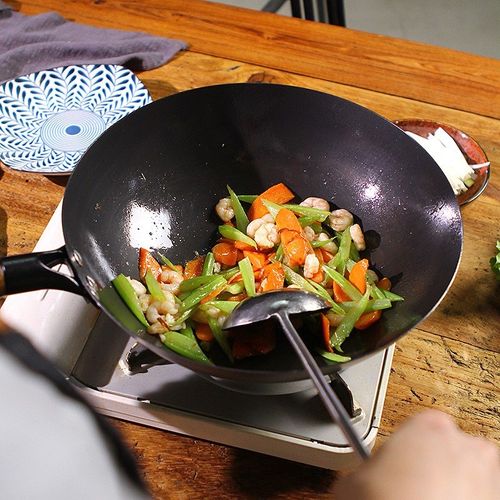 爱意达老式手工铁锅无涂层家用炒锅粘锅圆底熟铁炒菜锅燃气适用