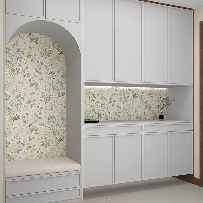 玄关贴纸入户门柜子改造鞋柜翻新法式花卉防水防潮加厚自粘橱柜贴