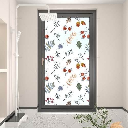 复古磨砂玻璃贴膜卫生间防窥防走光淋浴房厕所窗户玻璃贴膜静电贴