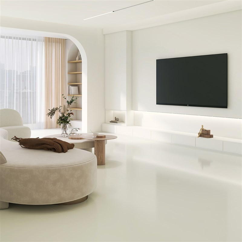 罗浮威尔亮光纯色奶油大理石瓷砖800x800卧室客厅地砖卫生间墙砖