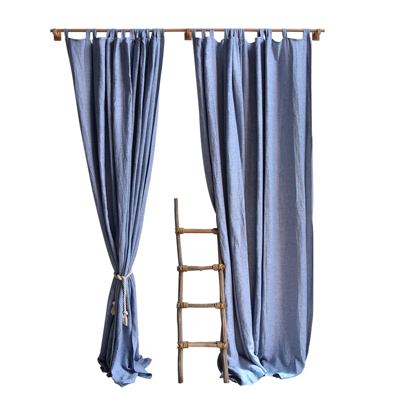 本原镇店新款 色织提花工艺百分百纯亚麻窗帘定制 浮世绘雕版风格