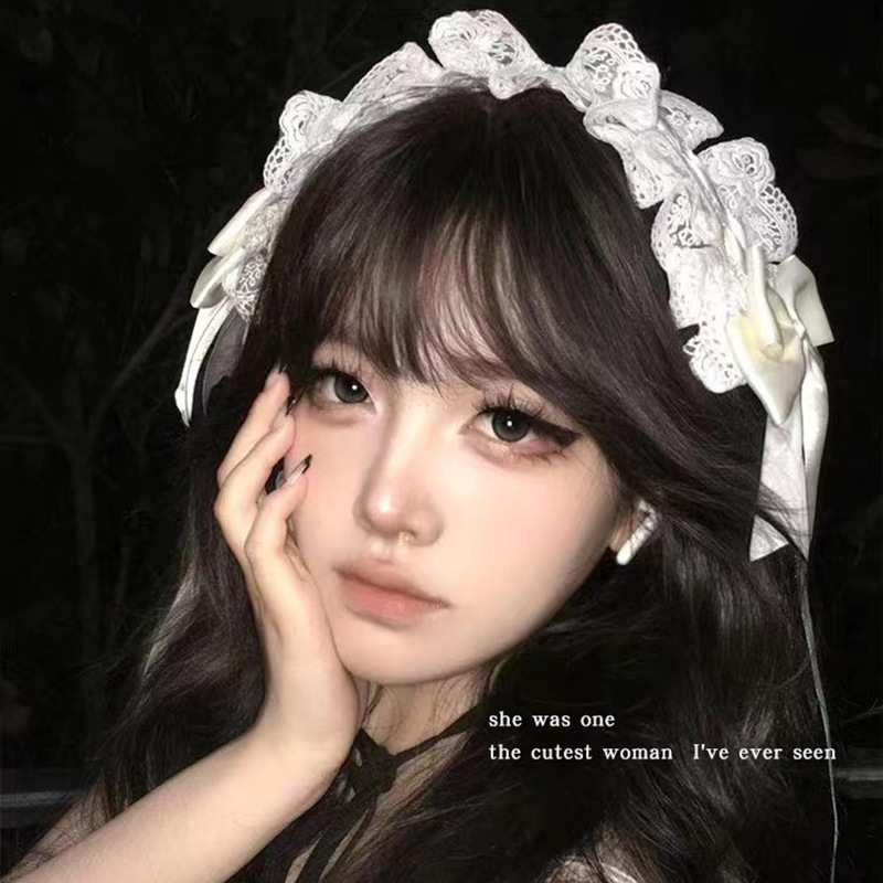 蕾丝蝴蝶结鸭嘴夹发带