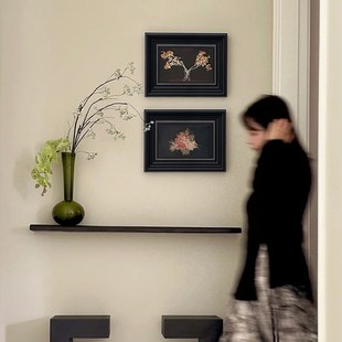 中古风玄关挂画高级感复古瓶画高档实木走廊尽头过道装饰画