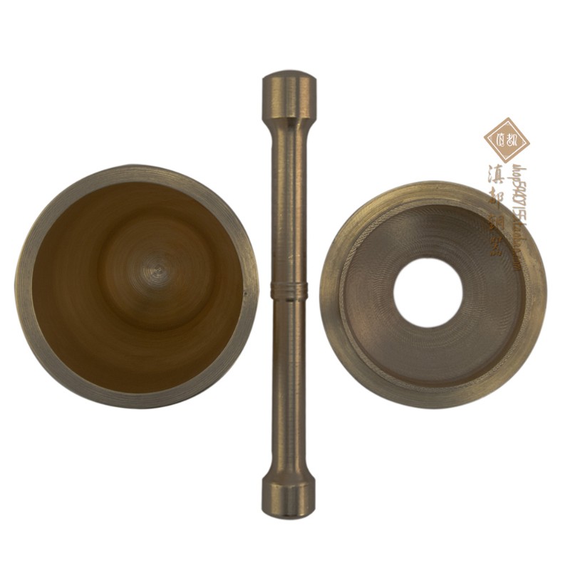 滇都捣药罐黄铜研臼家用药房捣碎器压蒜器捣钵加厚铜钵研磨铜杵子