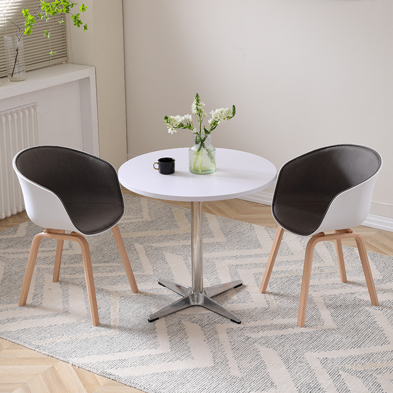 岩板简约接待洽谈桌椅组合谈判桌商务用会客桌椅办公室休闲小圆桌