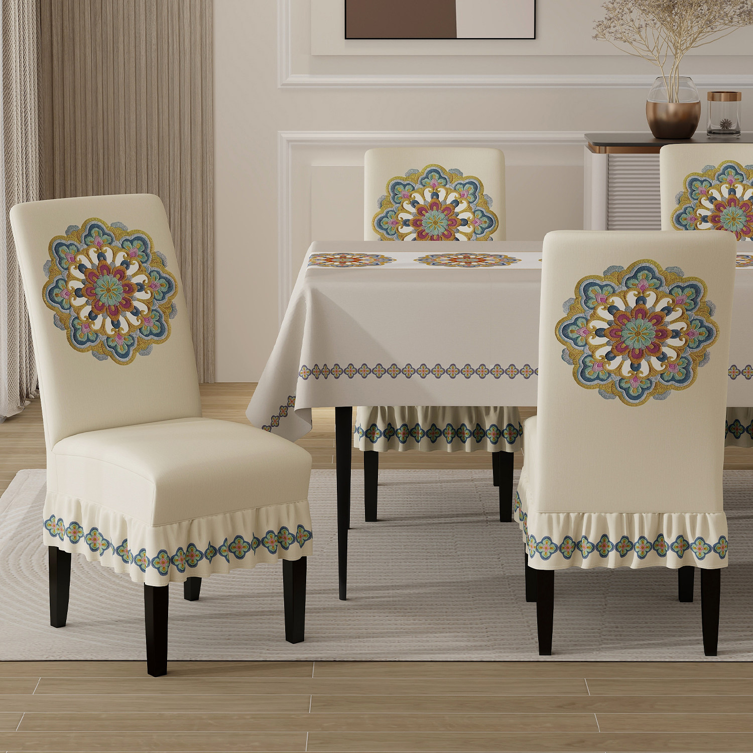 四季通用餐桌椅子套罩家用凳子套罩餐椅套罩2024新款欧式座椅套罩