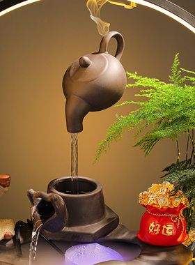 创意悬壶流水招财生财摆件家居客厅办公室桌面装饰品乔迁开业礼品