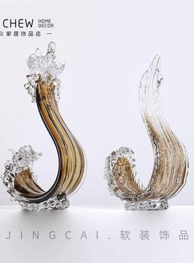 轻奢北欧高档艺术琉璃创意桌面办公酒店别墅大号摆件送礼佳品摆设