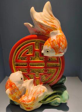 石湾陶瓷仿真动物金鱼家居饰品摆件店铺开业风水创意招财小鱼儿