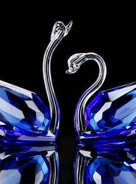 水晶天鹅创意客厅玄关摆件电视柜酒柜橱窗家居装饰品女生结婚礼物