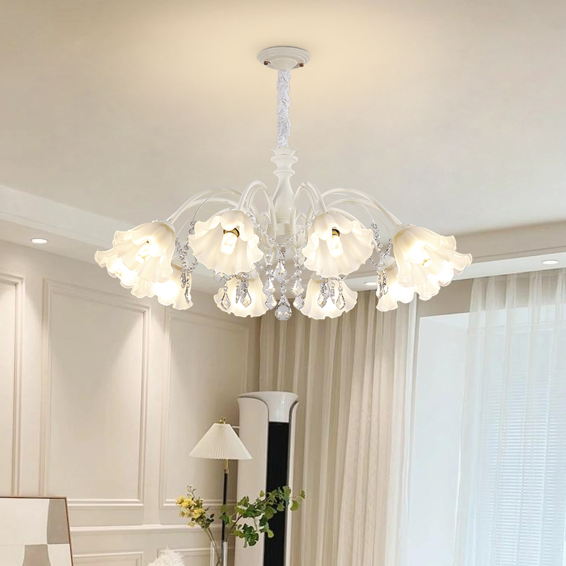 法式奶油风吊灯轻奢简约现代客厅主卧室餐厅水晶铃兰温馨创意灯具