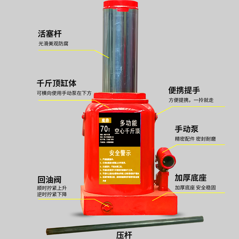 手摇空心千斤顶卧式专用工具越野汽车工程10吨40吨中空千金顶横向