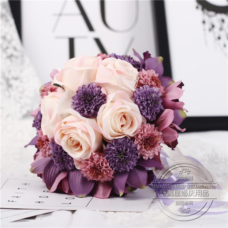 欧式新娘手捧花伴娘姐妹团手花洋兰花束照相馆拍摄惠兰婚礼手捧花