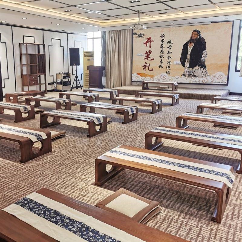 仿古国学桌幼儿园中式书法桌子实木儿童培训班课桌椅围棋桌茶艺桌