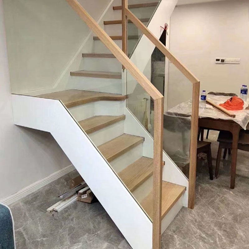 双梁钢木楼梯玻璃家用室内阁楼覆式实木网红loft覆式楼钢木定制