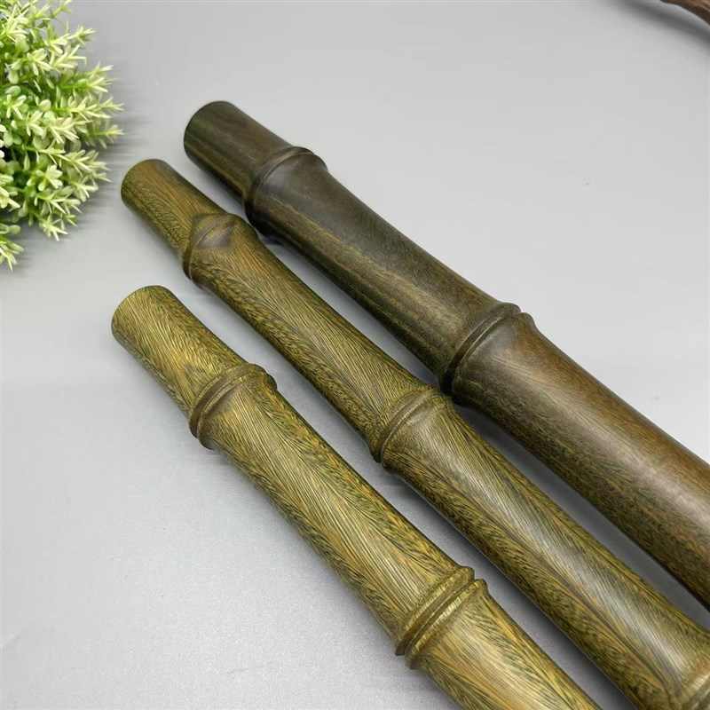 绿檀木竹节棍一体雕刻竹子太极棍武术棍盘玩解压健身棍木棒圆棍手