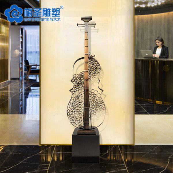 铁艺古典乐器装饰酒店大堂摆件商业会所酒吧台玄关落地工艺品雕塑