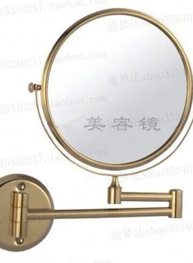 镀金色铜浴室镜双面美容镜化妆镜梳妆镜3倍放大镜 D-H1308B附图