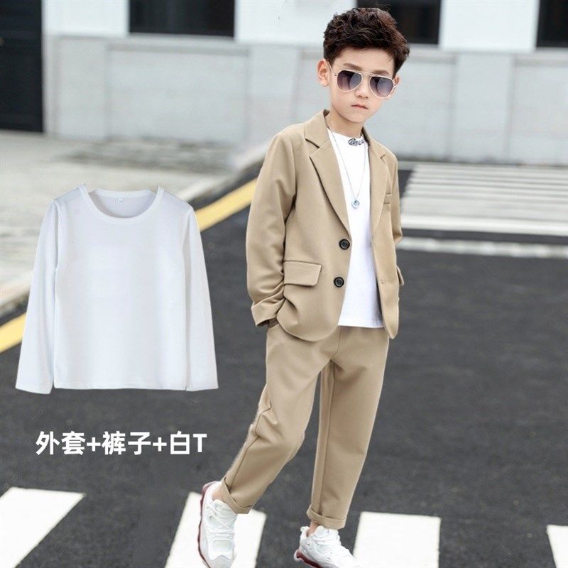高街帅气西装三件套男童痞帅外套白色炸街长袖衬衫中大童休闲套装,童装/婴儿装/亲子装,西服/小西装,淘宝优惠券,粉丝福利购,淘宝优惠卷