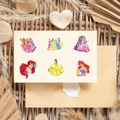 50张卡通创意童话公主贴纸小女孩贴画装饰笔记本头盔相框画手账收