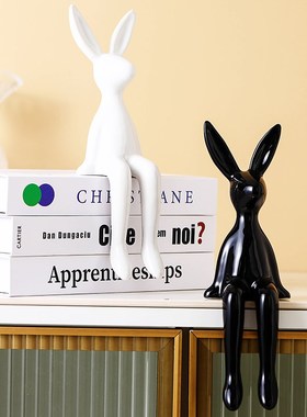 长耳兔子坐姿小摆件轻奢高档软装高级感家居客厅电视柜酒柜装饰品