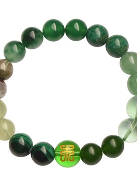 五行缺木补木绿水晶手链能量平衡喜木属木手绳绿幽灵玛瑙水晶手链