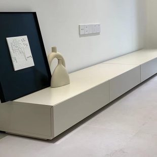 图柏丽奶油风实木电视柜客厅落地家用岩板收纳柜小户型储物柜轻奢