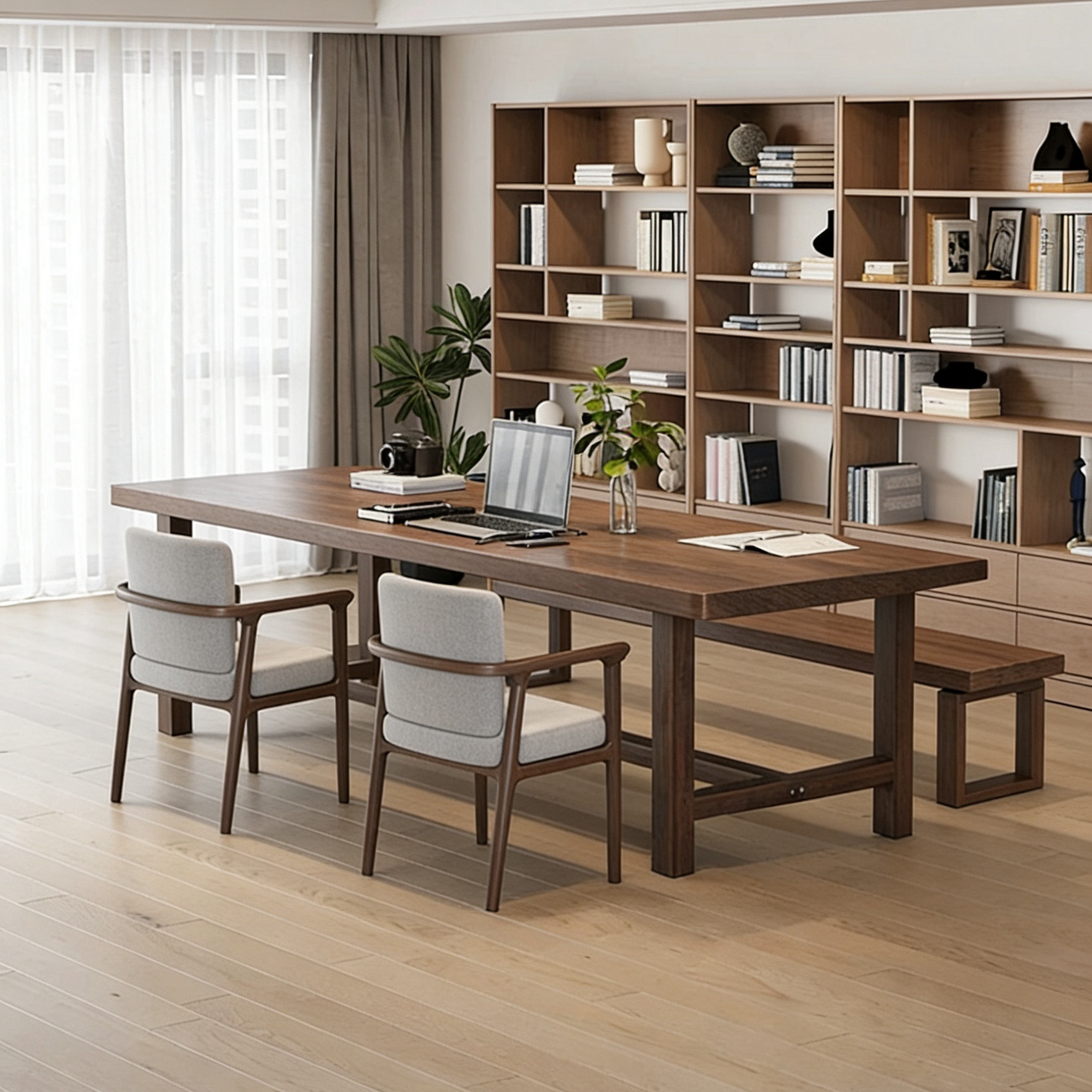 南美胡桃木大板桌工作台学习阅读桌家用现代客厅书房实木大长书桌