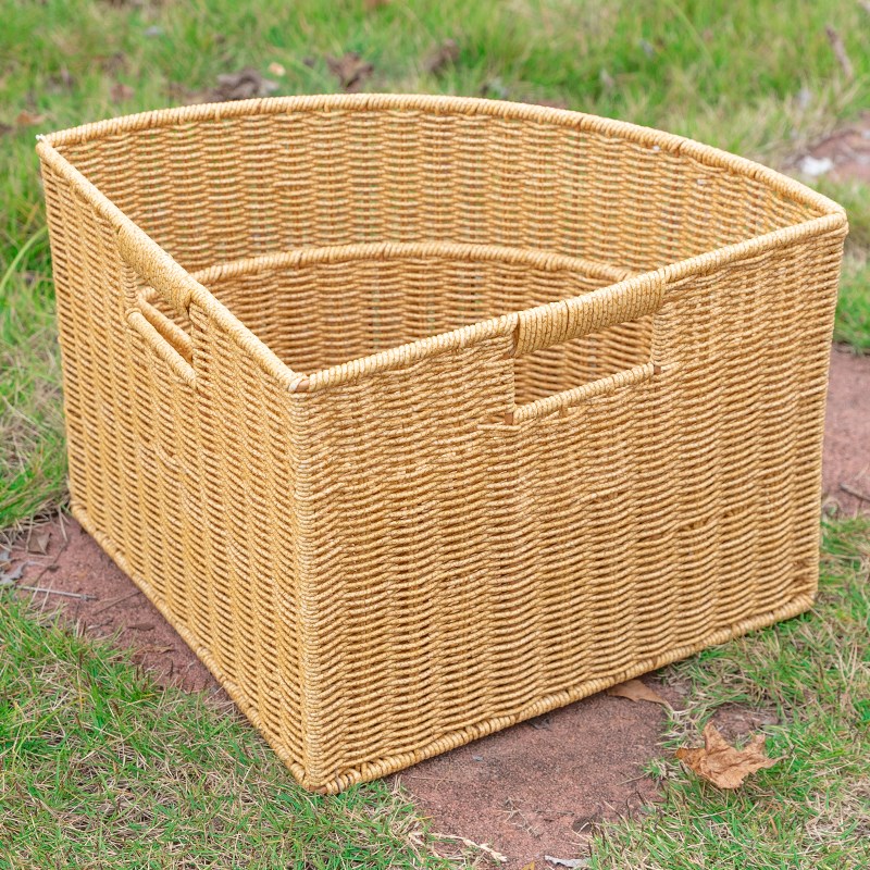 扇形转角收纳箱三角形塑料置物盒弧形半圆编织储物篮墙角衣柜拐角