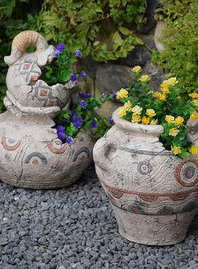 花园装饰庭院创意造型复古花盆怀旧景观布置园艺杂货多肉花缸摆件
