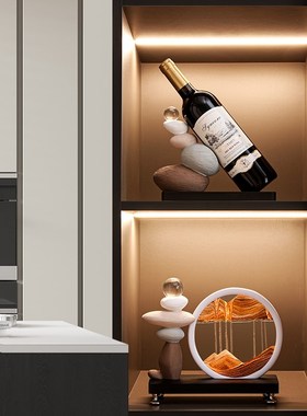 时来运转红酒架酒柜摆件餐边电视柜流沙画家居客厅酒托杯架装饰品