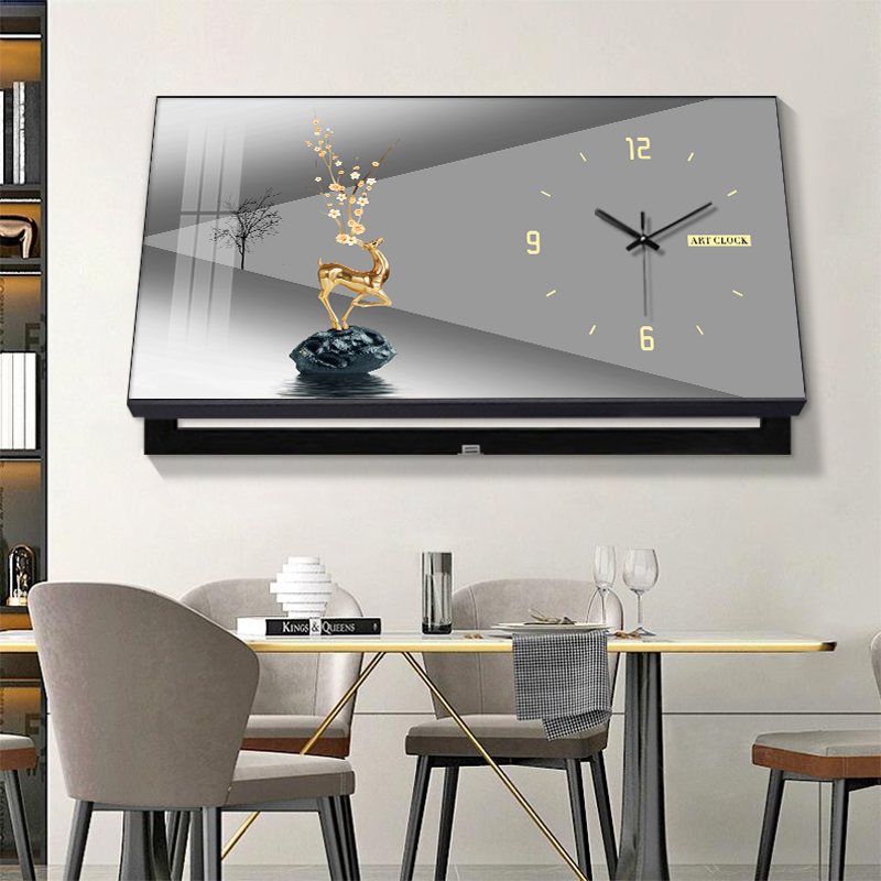 电表箱装饰画带钟表时钟餐厅挂画大尺寸配电闸箱空开关盒遮挡壁画