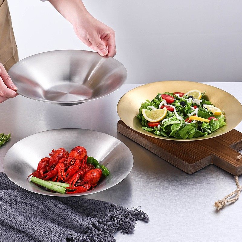 韩式304不锈钢单层冷面碗 创意餐厅拌饭碗水果篮沙拉盆零食干果盘