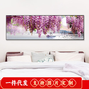 5d钻石画满钻天鹅薰衣草卧室床头贴钻十字绣2018新款 客厅风景大幅