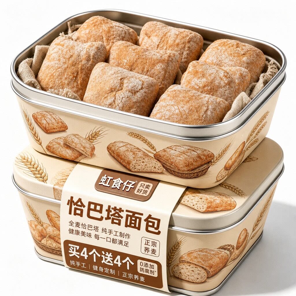 全麦恰巴塔面包无糖低脂无油减肥图片