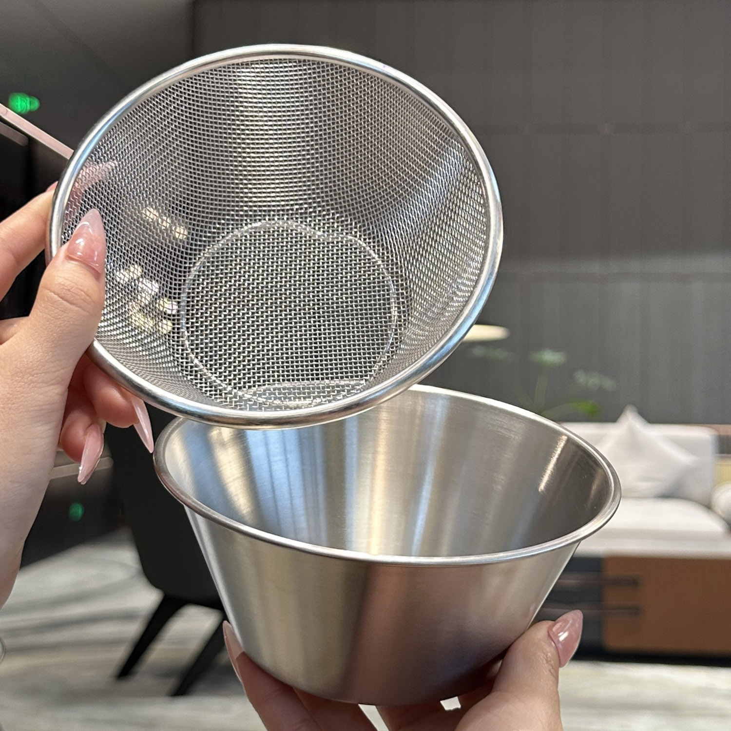 *老板娘自用*304迷你不锈钢淘米洗菜水果盆漏网果篮沥水篮料理碗