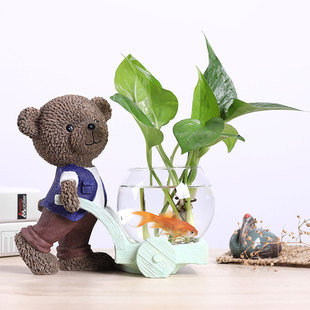 创意绿萝玻璃花瓶水培植物花盆透明鲜花插花器皿水养绿植容器摆件