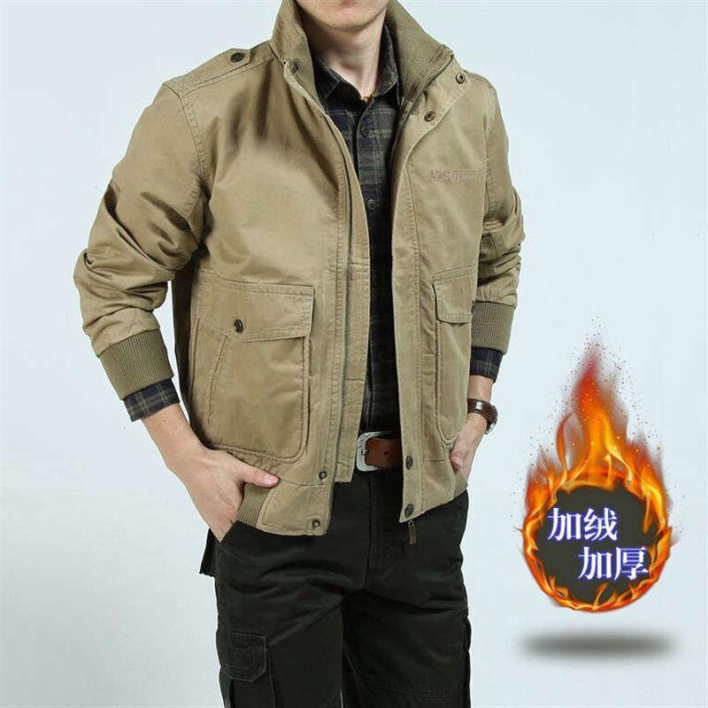 见展车休闲夹克男士春秋款大码夹克衫纯棉外套男水洗棉短款夹克