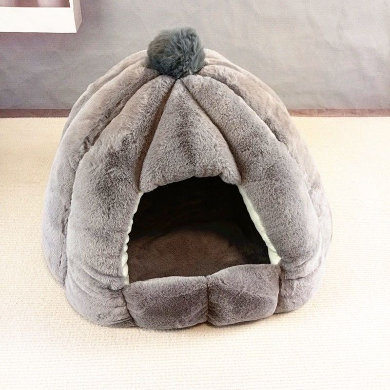 猫窝窝防寒保暖兔绒狗狗窝小型犬狗窝封闭式冬天蒙古包宠物窝狗房