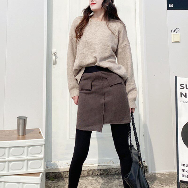 带裙子的打底裤假两件女外穿大码加绒加厚秋冬裙裤一体连裤裙