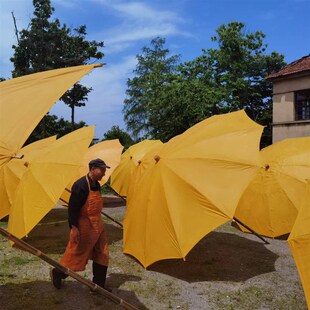 物新工坊 泾县老式大油布伞 户外油纸伞庭院遮阳伞防雨防晒大黄伞