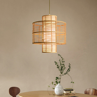 藤编吊灯禅意民宿客栈竹编客厅灯茶室中式灯笼卧室北欧日式餐厅灯