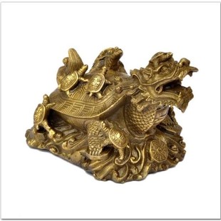 紫石九龟镇 纯铜龙龟摆件 铜九子龙龟中式家居饰品吉祥摆饰