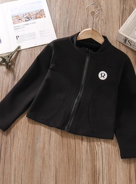 女童卫衣外套春秋季2024新款黑白色儿童洋气休闲女孩长袖短款上衣