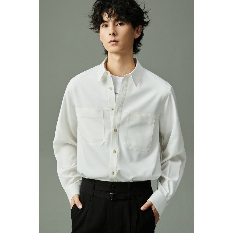 【储格】长袖休闲衬衫男廓形宽松百搭上衣男士春秋季高级感衬衣,男装,衬衫,淘宝优惠券,粉丝福利购,淘宝优惠卷